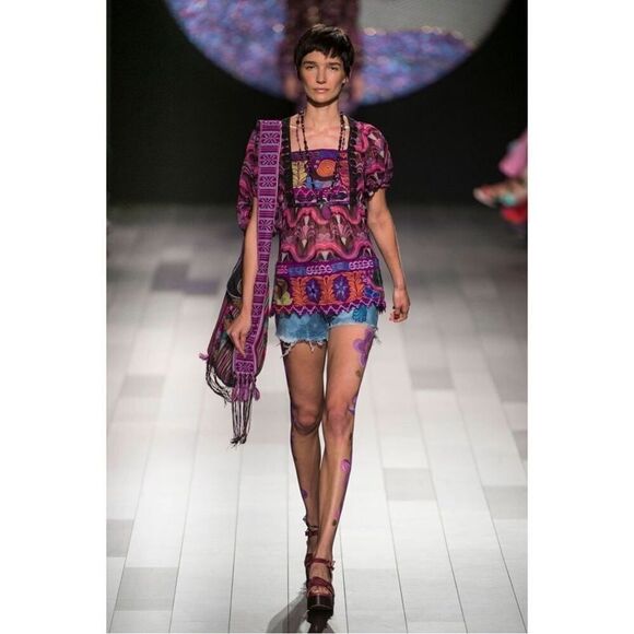 Anna Sui 100% Silk Embroidered Top Size P/XS - Picture 2 of 16